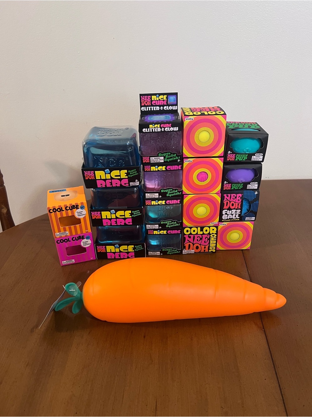 Schylling NeeDoh Squeeze Toy Lot of 18 Nice Cube, Berg, Funky Pup, Fuzz Ball